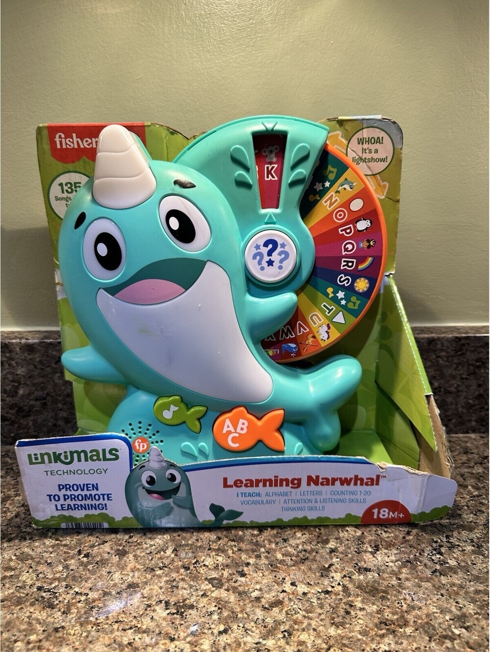 Fisher-Price Linkimals Letters & Learning Narwhal Toy 18M+ Brand New Works READ!